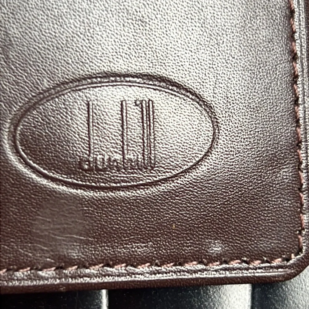 Dunhill Leather Embossed Logo Card Case Bi-fold Wallet Foldable Minimalist Brown